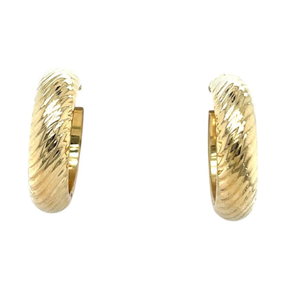 14k Yellow Gold Textured Hoop Earrings 2.6g