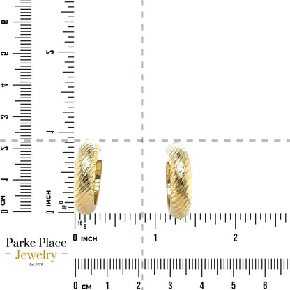 14k Yellow Gold Textured Hoop Earrings 2.6g