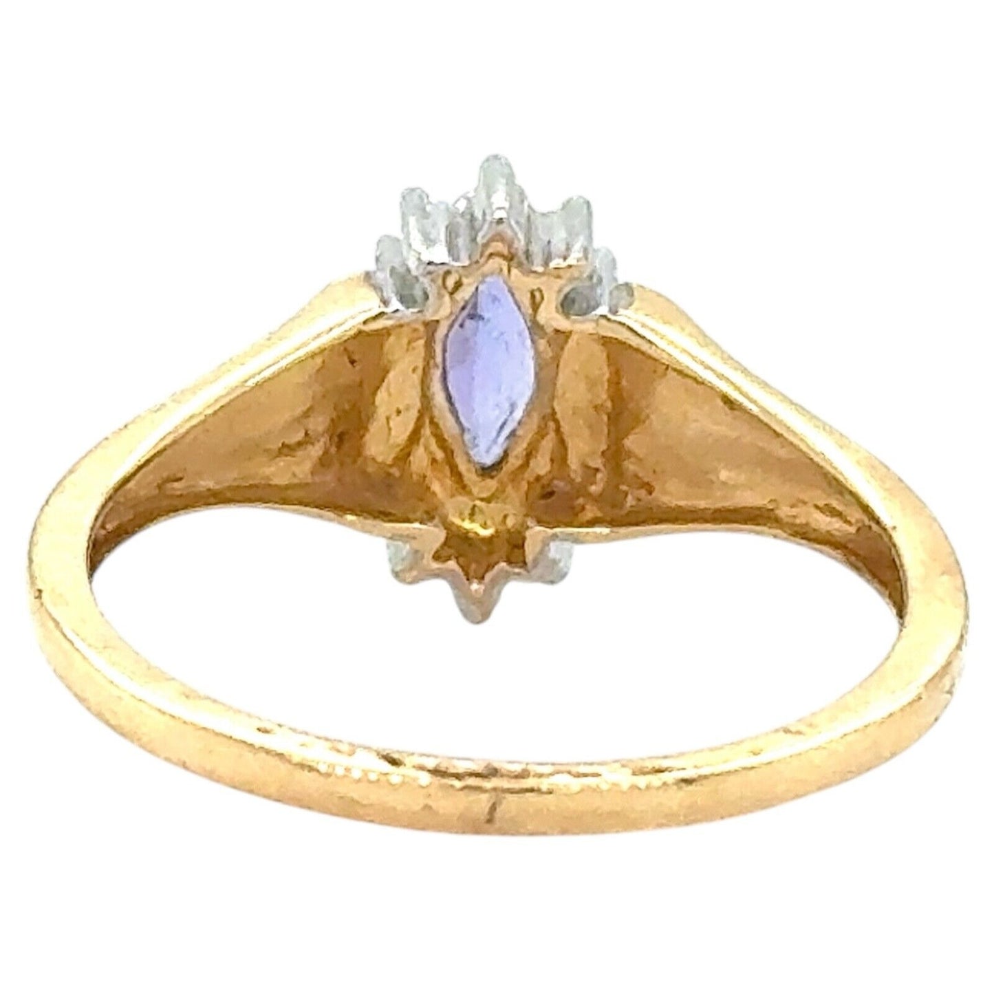 Tanzanite Solitaire with Diamond Accent 10k Yellow Gold Ring 1.9g Size 6.75