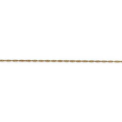 14k Yellow Gold Singapore Chain Necklace 18" Length