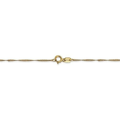 14k Yellow Gold Singapore Chain Necklace 18" Length