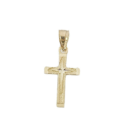 10K Yellow Gold Diamond-Cut Cross Pendant