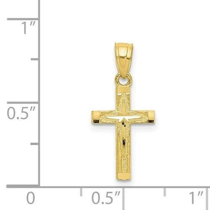 10K Yellow Gold Diamond-Cut Cross Pendant