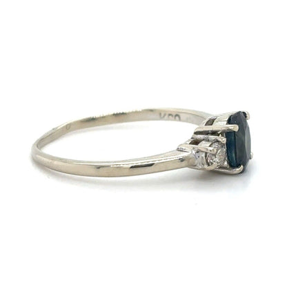 Sapphire & Diamond 14K White Gold Ring 1.7g Size 6.25