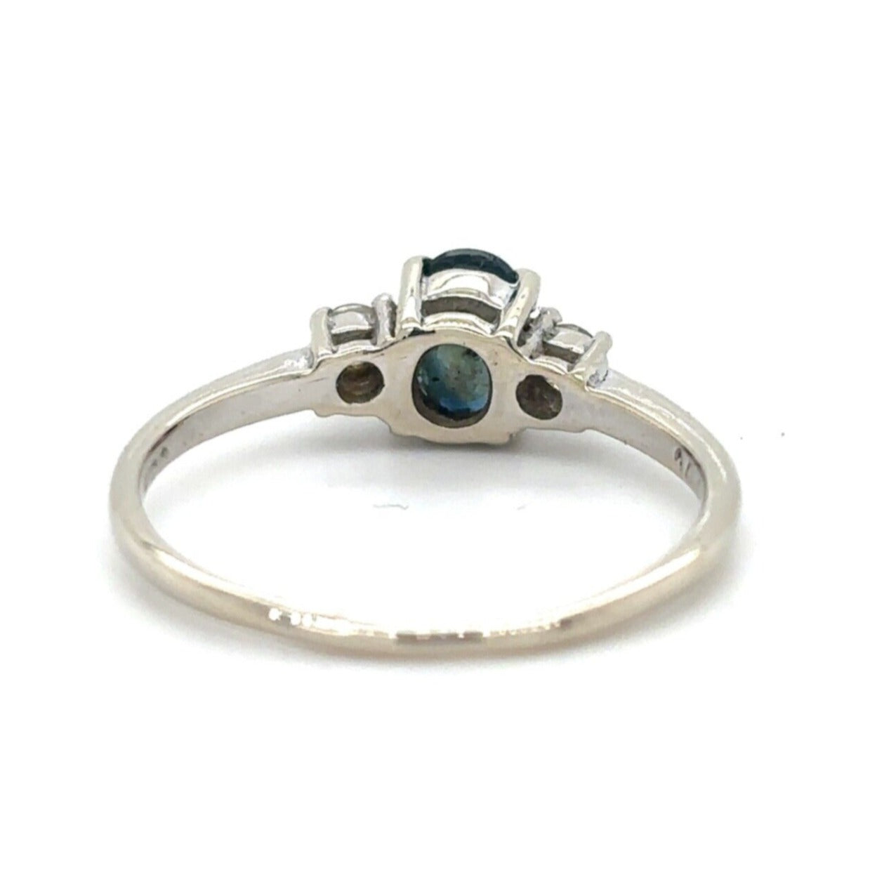 Sapphire & Diamond 14K White Gold Ring 1.7g Size 6.25