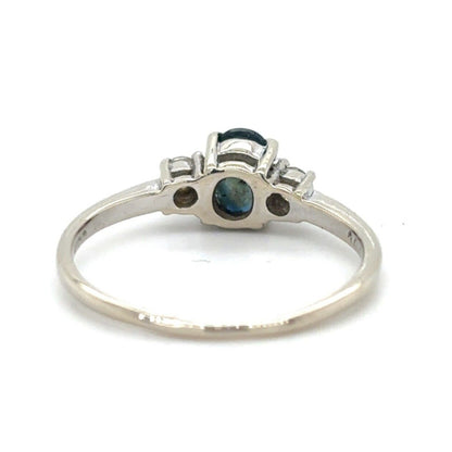 Sapphire & Diamond 14K White Gold Ring 1.7g Size 6.25