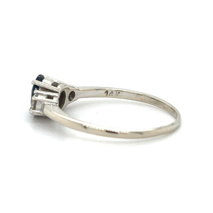 Sapphire & Diamond 14K White Gold Ring 1.7g Size 6.25