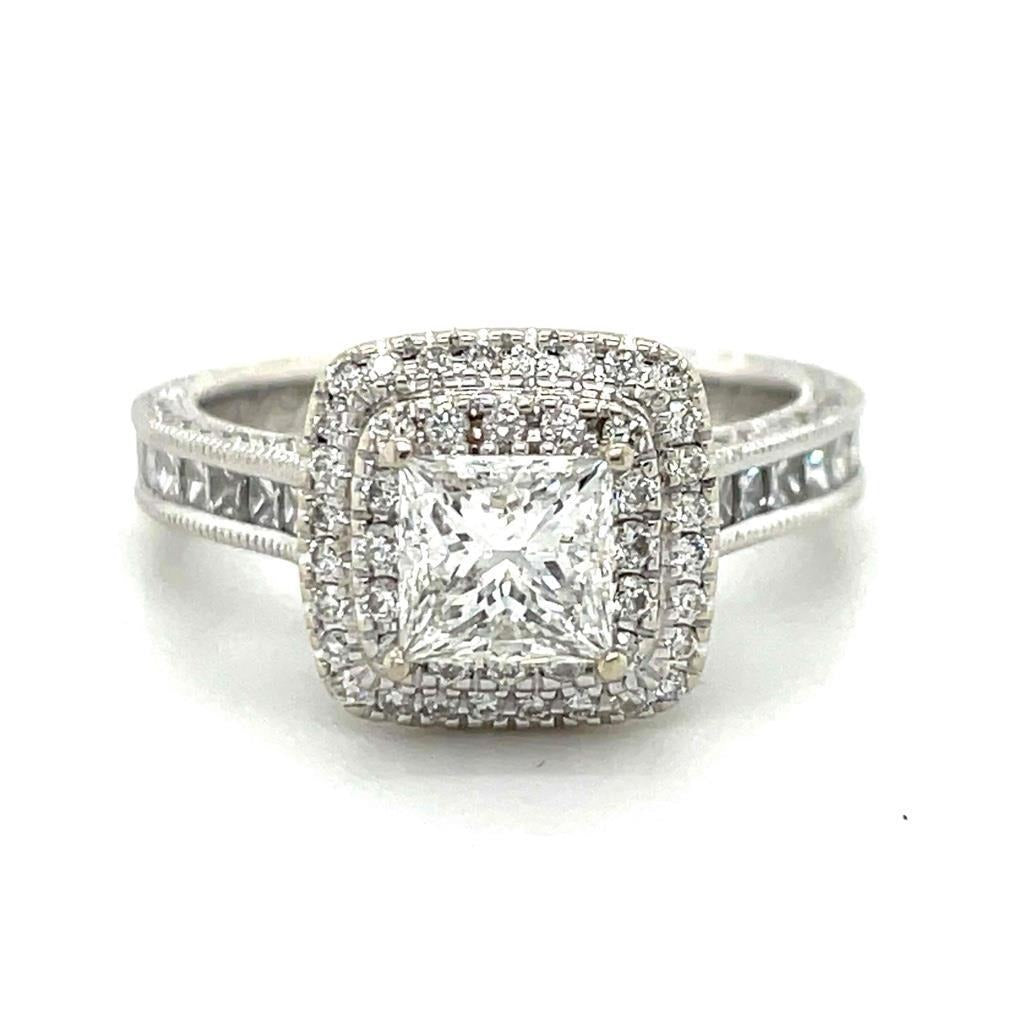 1 1/4 Ct Diamond Engagement Ring 14K White Gold Size 6.5 5.4g