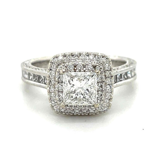 1 1/4 Ct Diamond Engagement Ring 14K White Gold Size 6.5 5.4g