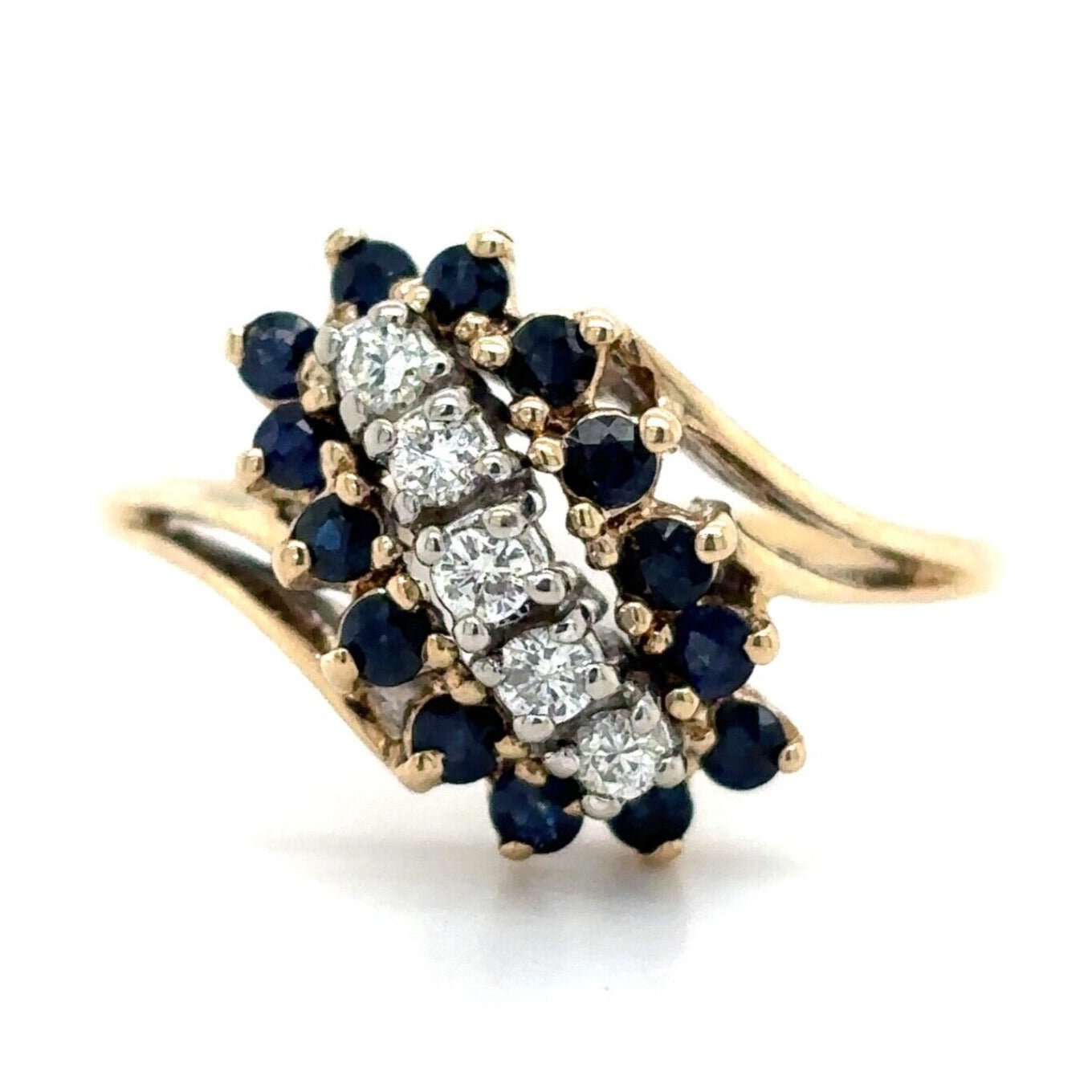 1/7ctw Diamond & 3/8ctw Sapphire 10k Yellow Gold Ring 4.0g Size 11