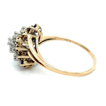 1/7ctw Diamond & 3/8ctw Sapphire 10k Yellow Gold Ring 4.0g Size 11