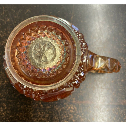 Vintage Carnival Glass Cup Iridescent Marigold  Star Pattern