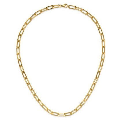 Chisel Stainless Steel Yellow IP-plated Open Link Paperclip 24in Chain Necklace