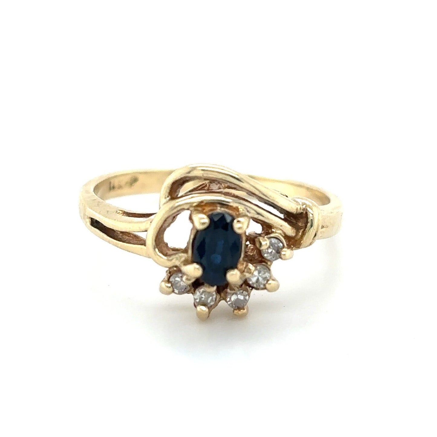 Sapphire and Diamond 14K Yellow Gold Ring 3.0g Size 6.25