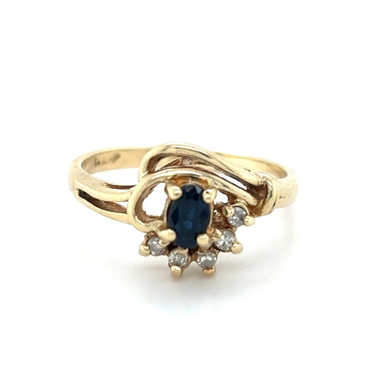 Sapphire and Diamond 14K Yellow Gold Ring 3.0g Size 6.25