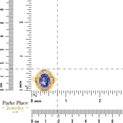 3ctw Tanzanite Solitaire & Diamonds 14k Yellow Gold Ring 6.8g Size 6.5