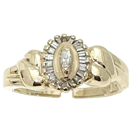 1/4 ct Diamond Solitaire & Accents Ring  14k Gold 4.9g Size 7