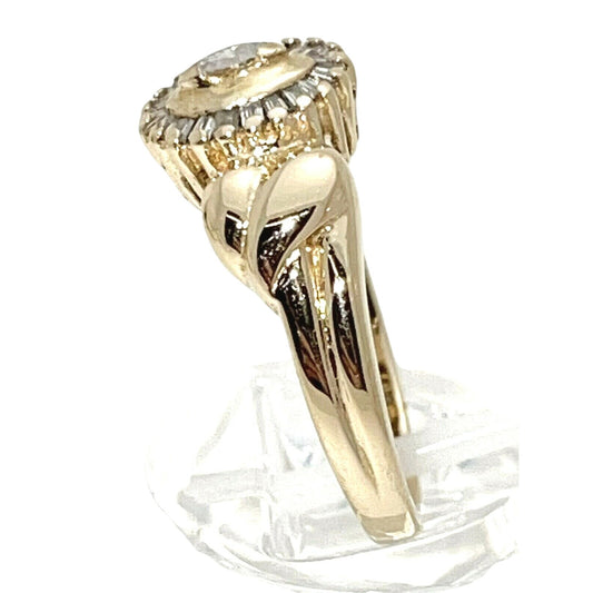 1/4 ct Diamond Solitaire & Accents Ring  14k Gold 4.9g Size 7