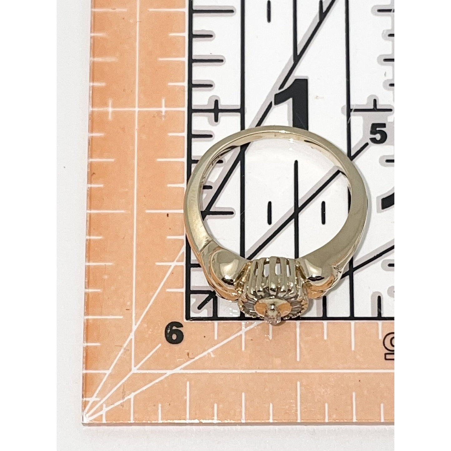 1/4 ct Diamond Solitaire & Accents Ring  14k Gold 4.9g Size 7