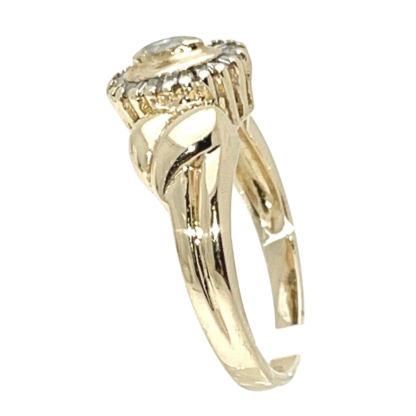 1/4 ct Diamond Solitaire & Accents Ring  14k Gold 4.9g Size 7