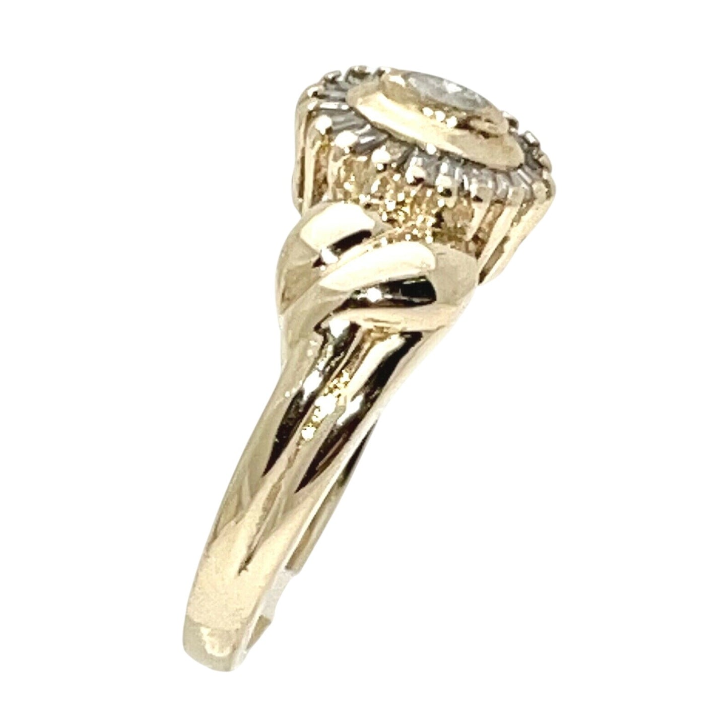 1/4 ct Diamond Solitaire & Accents Ring  14k Gold 4.9g Size 7