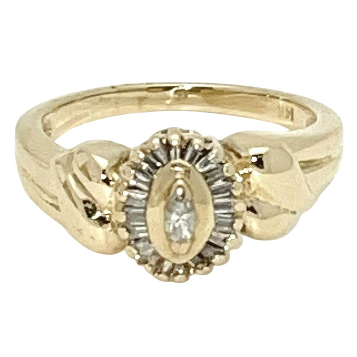 1/4 ct Diamond Solitaire & Accents Ring  14k Gold 4.9g Size 7