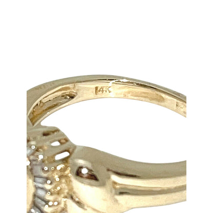 1/4 ct Diamond Solitaire & Accents Ring  14k Gold 4.9g Size 7