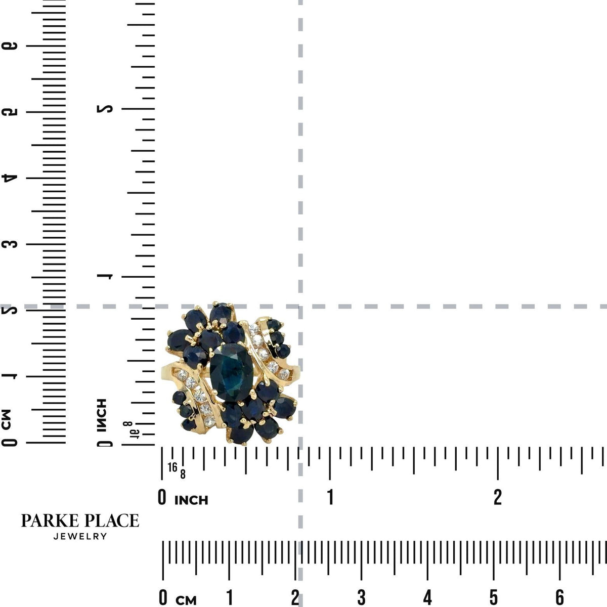 4 1/4ctw Blue & White Sapphires 14k Yellow Gold Cluster Ring 5.6g Size 8