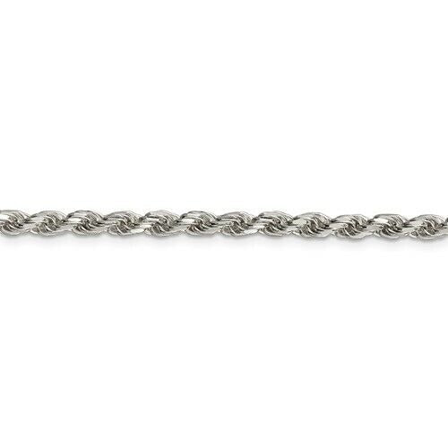 Sterling Silver 3.5mm Diamond-Cut Rope Chain Necklace 18" 925