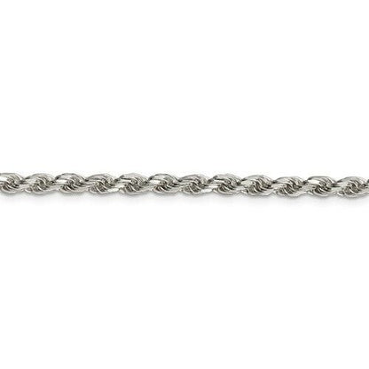 Sterling Silver 3.5mm Diamond-Cut Rope Chain Necklace 18" 925