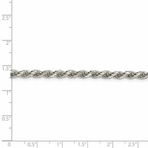 Sterling Silver 3.5mm Diamond-Cut Rope Chain Necklace 18" 925