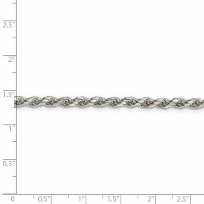 Sterling Silver 3.5mm Diamond-Cut Rope Chain Necklace 18" 925