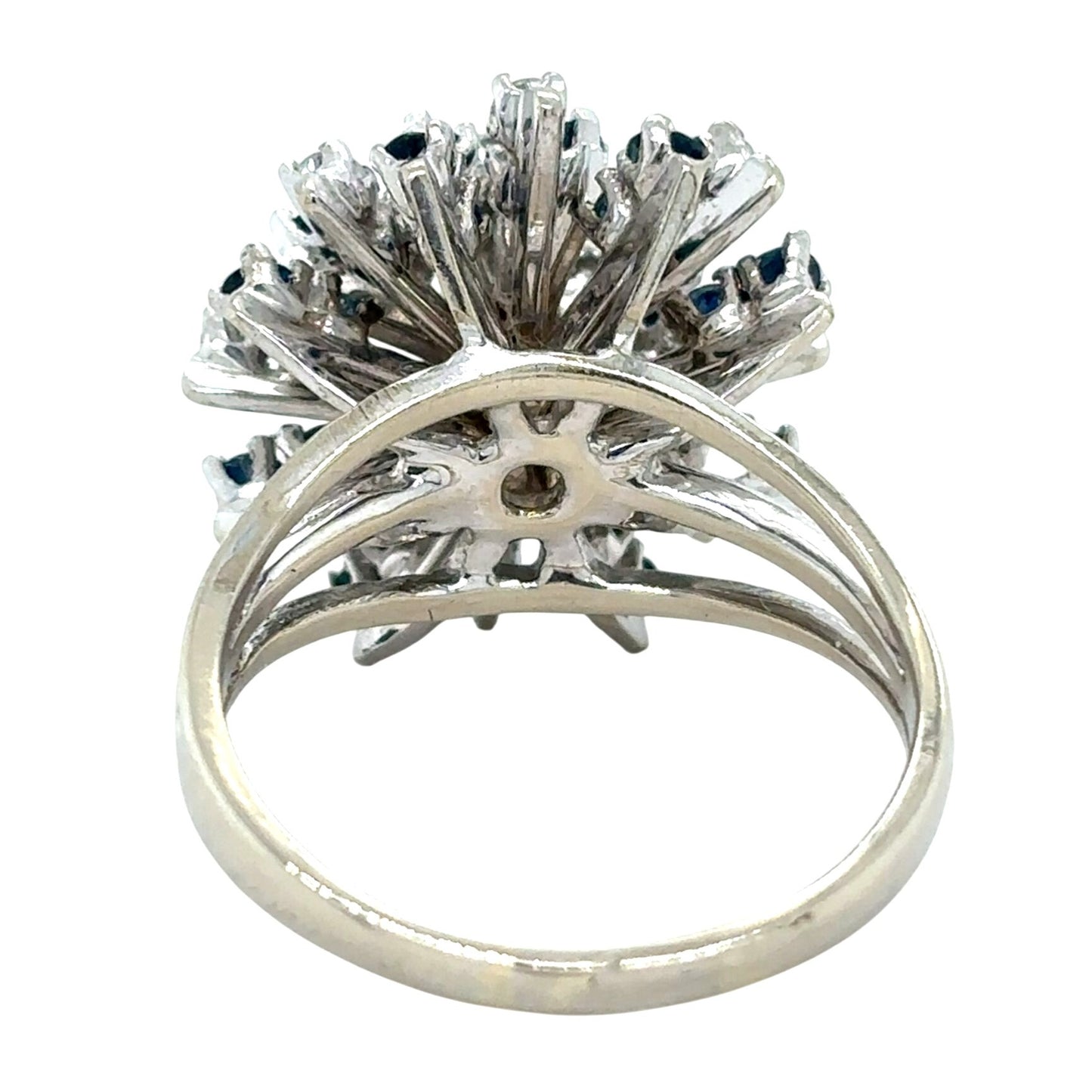 1.5ctw Sapphire & Diamond Cluster 14k White Gold Ring 7.5g Size 7.75