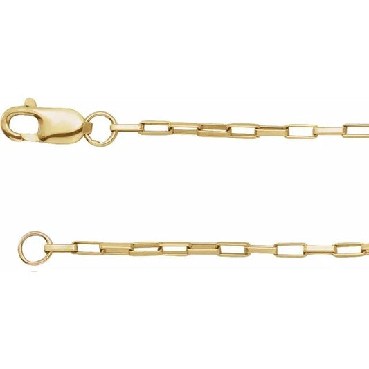14K Yellow Gold-Filled 1.2 Mm Elongated Box 18" Chain With Lobster Clasp