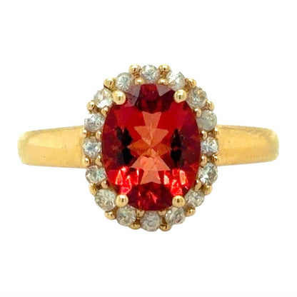 Garnet & White Zircon 14k Yellow Gold Ring 2.6g Size 7.25