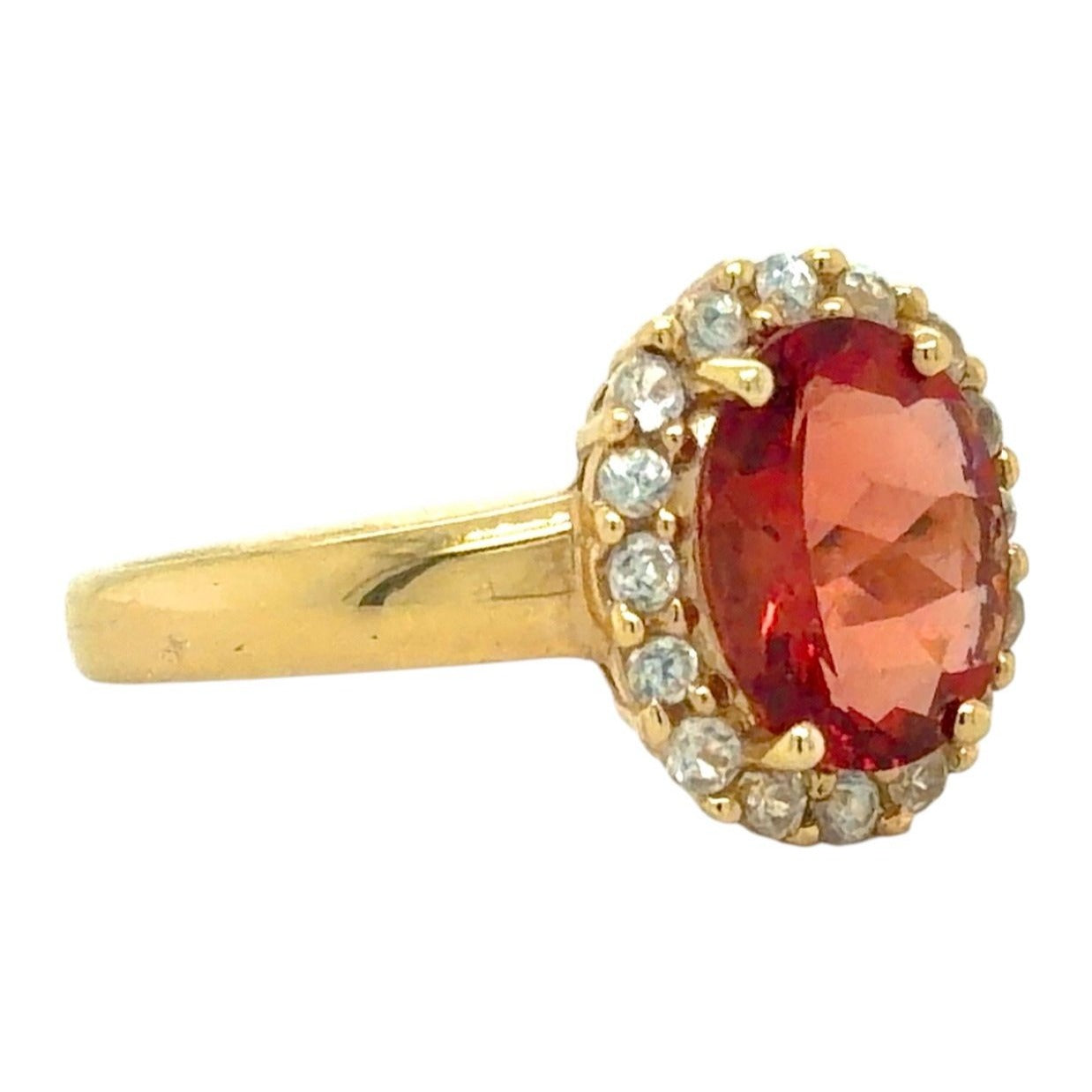 Garnet & White Zircon 14k Yellow Gold Ring 2.6g Size 7.25