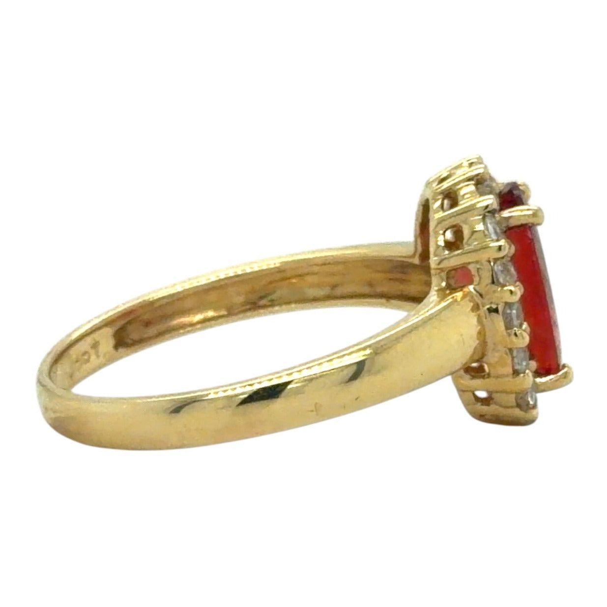 Garnet & White Zircon 14k Yellow Gold Ring 2.6g Size 7.25