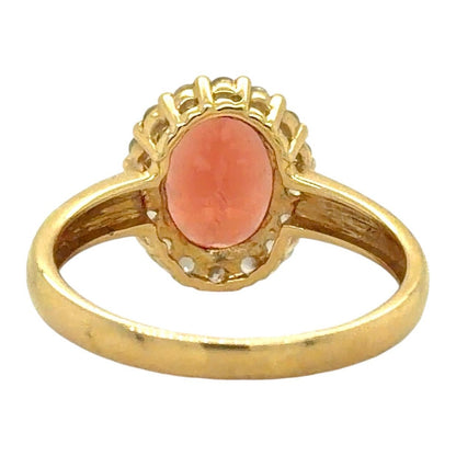 Garnet & White Zircon 14k Yellow Gold Ring 2.6g Size 7.25