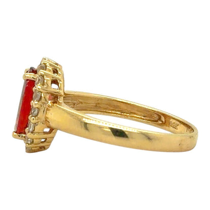 Garnet & White Zircon 14k Yellow Gold Ring 2.6g Size 7.25
