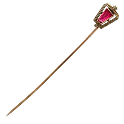 10k Yellow Gold Antique Garnet Stick Pin 0.9g