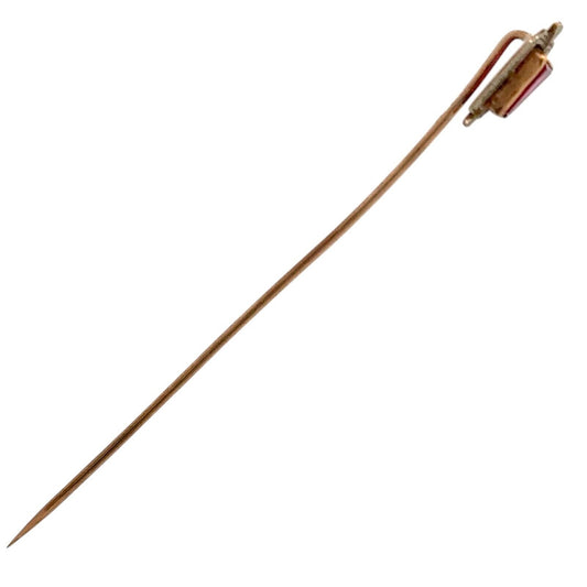 10k Yellow Gold Antique Garnet Stick Pin 0.9g