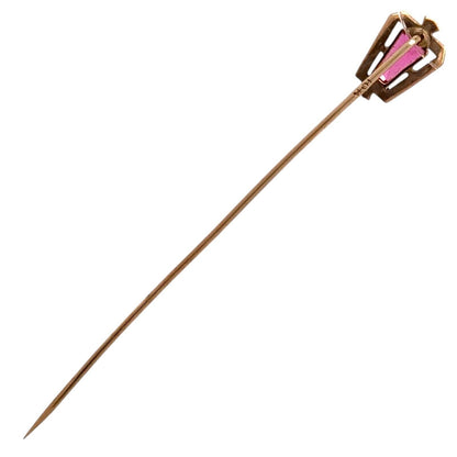 10k Yellow Gold Antique Garnet Stick Pin 0.9g