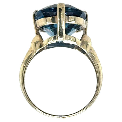 Blue Topaz Solitaire 10k White Gold Ring 4.7g Size 6.25