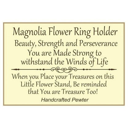 Magnolia Flower Handcrafted Pewter Ring Holder Jewelry Stand