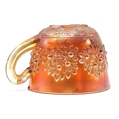 Vintage Carnival Glass Cup Iridescent Marigold Tree Pattern