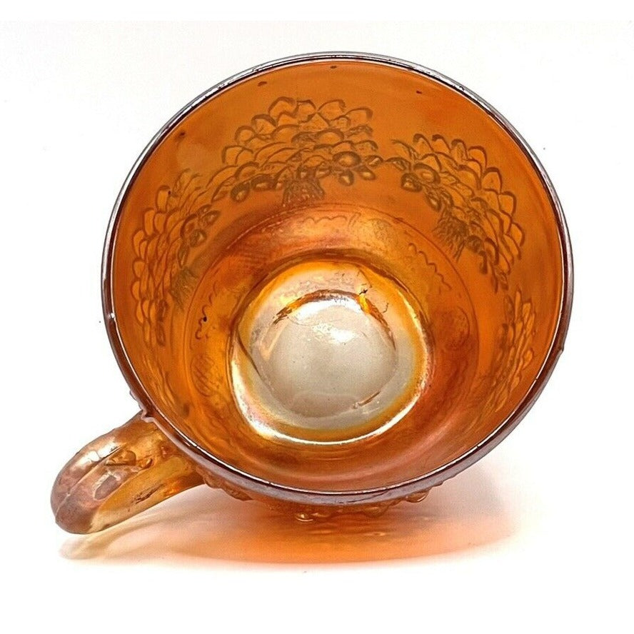 Vintage Carnival Glass Cup Iridescent Marigold Tree Pattern