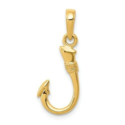 14k Yellow Gold Fish Hook Pendant Charm