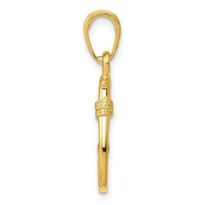 14k Yellow Gold Fish Hook Pendant Charm