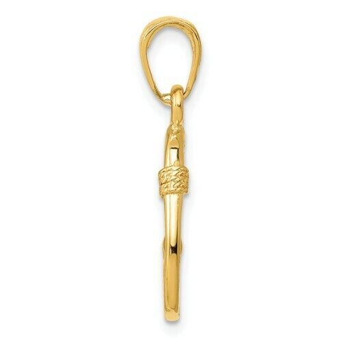 14k Yellow Gold Fish Hook Pendant Charm