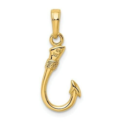 14k Yellow Gold Fish Hook Pendant Charm